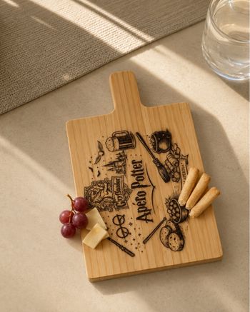 Planche apéritive Harry Potter en bambou – Apéro Potter gravée avec manche
