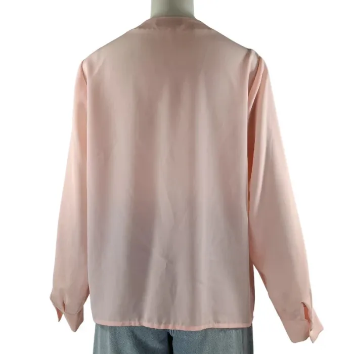 Blouse rose poudré plissée - Printemps -Made in France Blouse Vintage plis religieux Taille 40 A1094 - photo numéro 4