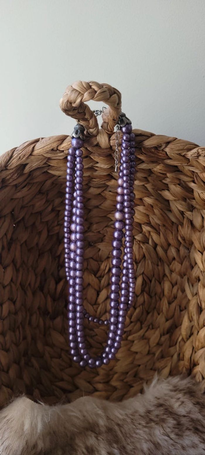 Joli collier en perles violet - photo numéro 3