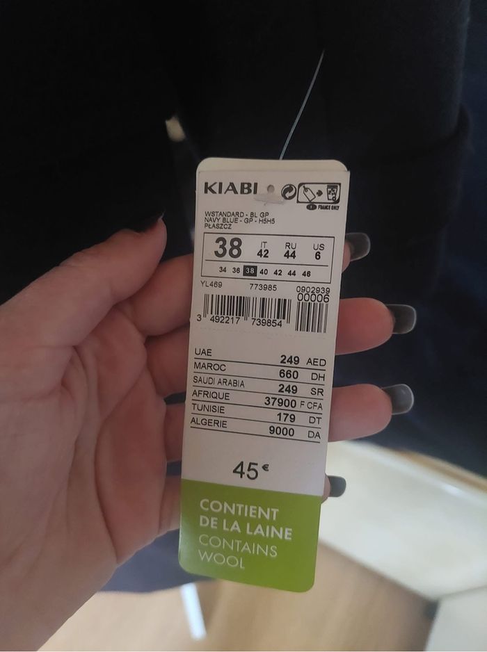 Manteau officier long bleu marine 21% laine T38 Kiabi neuf ⚓️ - photo numéro 5