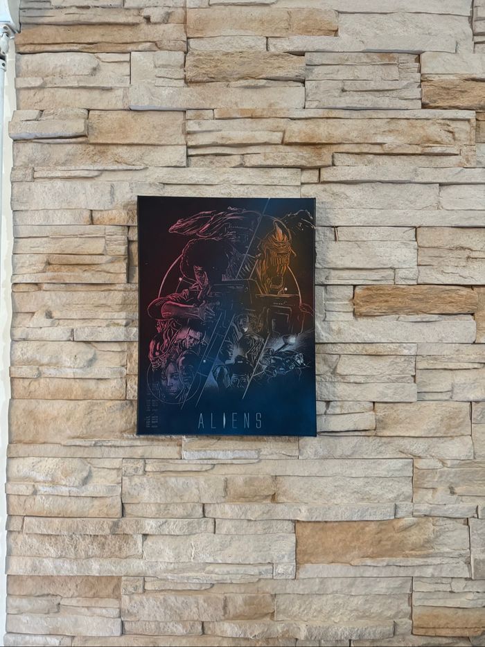 Tableau “Aliens” – hommage culte au film – toile noire 30x40 cm - photo numéro 2