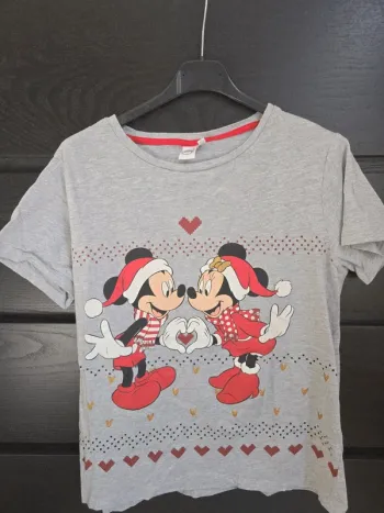 Tee-shirt gris Mickey minnie Noël Disney