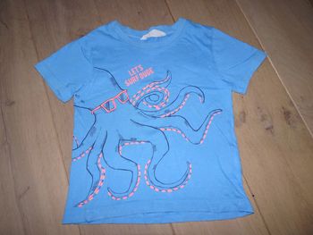 tee-shirt bleu avec pieuvre H&M 98/104 cm