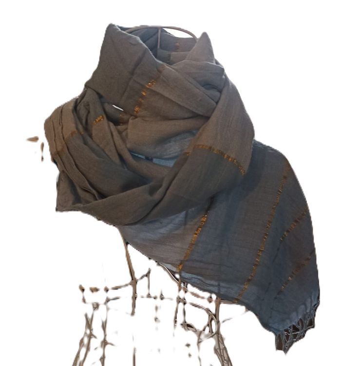 Écharpe Douce bleue Rayures Dorées - photo numéro 3