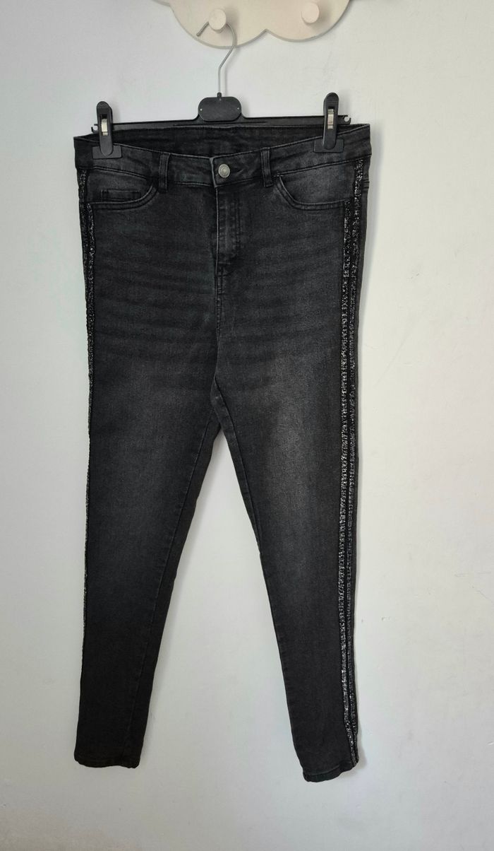 Jeans skinny avec bandes pailletées * 9th Avenue * - photo numéro 2