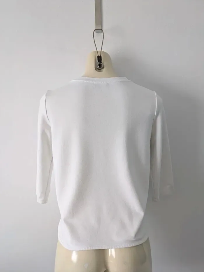 T-shirt blanc manches 3/4 - Caroll - taille XS - photo numéro 3