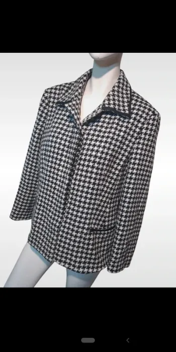 Veste jacket hiver automne winter pied de poule noire blanc chic