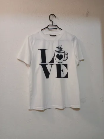 T-shirt femme blanc/noir basic " shein" taille m