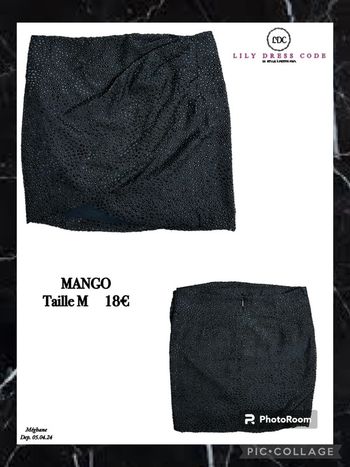 🖤 Jupe noire drapée cloutée Mango – Taille M SOLDÉ -20% 🖤