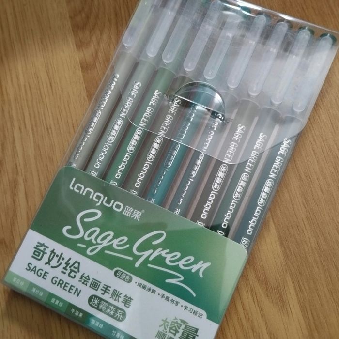 Pack  stylos gel Languo x9 Sage green