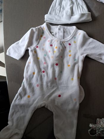 Grenouillère  & bonnet mixte 1 mois