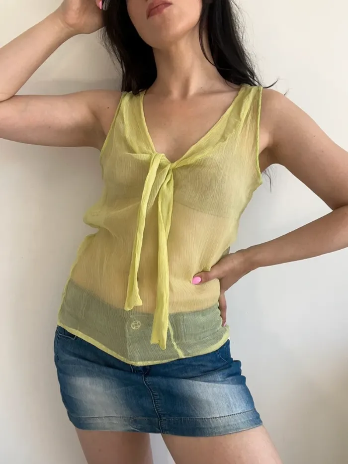 Top y2k vert pastel transparent taille M 🍈