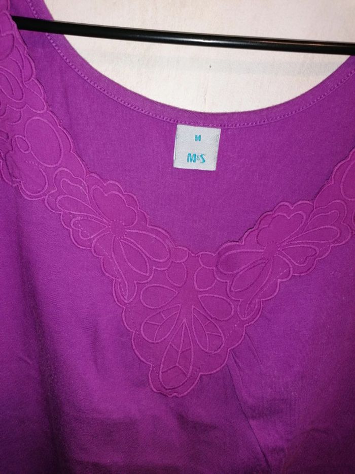 Débardeur violet, dentelle sur décolleté, M - photo numéro 2
