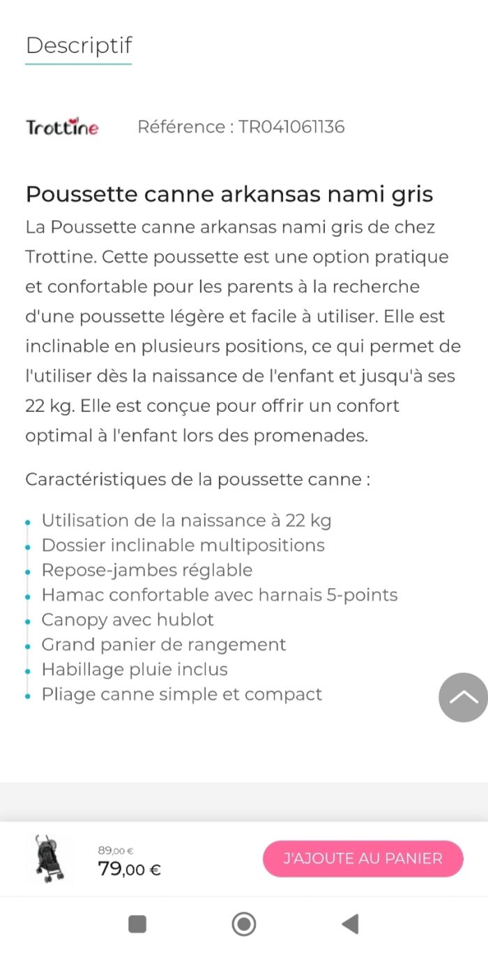 Poussette canne Arkansas - photo numéro 2