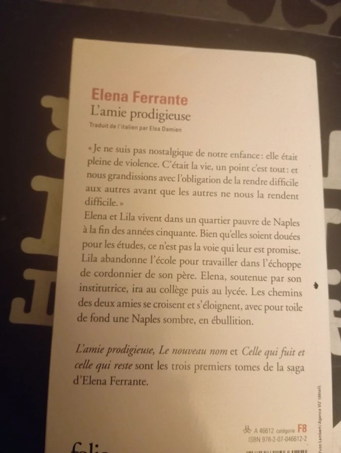 Livre de poche l Amie prodigieuse de Elena Ferrante - photo numéro 2