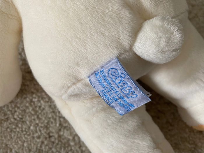 Peluche doudou ours blanc et orange Gipsy 🌻 - photo numéro 4