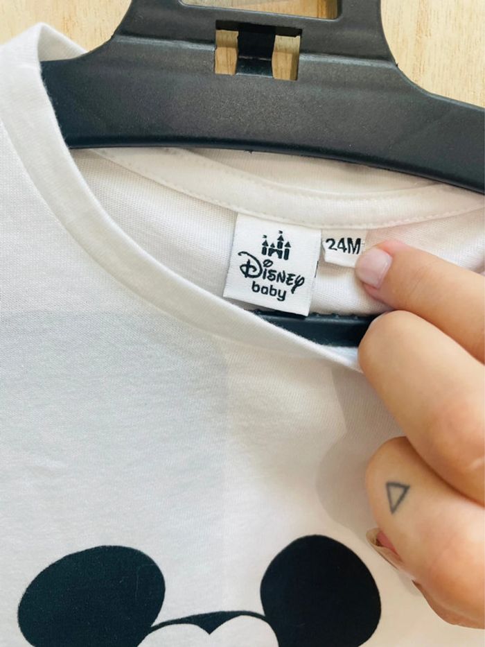 T-shirt blanc manches courtes Disney baby Mickey 24 mois - photo numéro 3