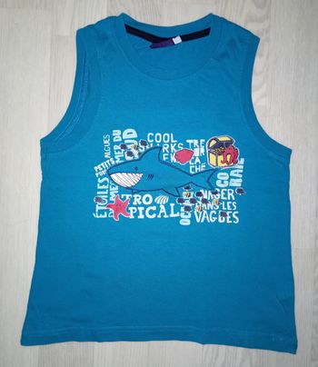 Débardeur bleu turquoise foncé motif baleine Sergent Major T. 6 ans NEUF