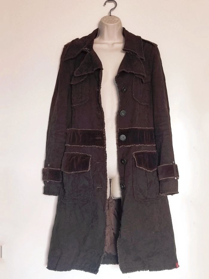 Long manteau marron y2k vintage officier/ EDC by Esprit - 38/M à 40/L - photo numéro 6