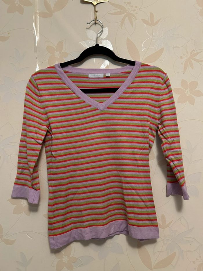 Petit pull à rayures colorés taille S