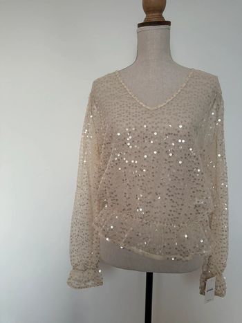 Haut blouse sequin chemise camisa Folder Camicia overhemd festa fest fête pimkie blusa T-shirt