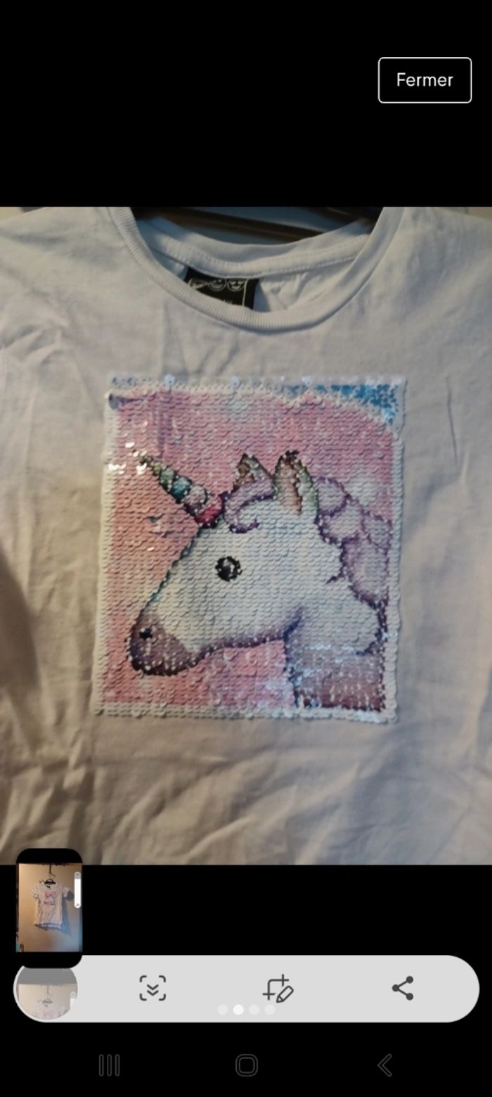 Tee-shirt licorne sequins réversible 7/8 ans - photo numéro 2