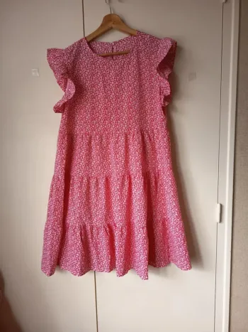 robe été longue manches petits volants (A198)