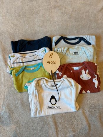 Lot de 7 body manche courte 6 mois