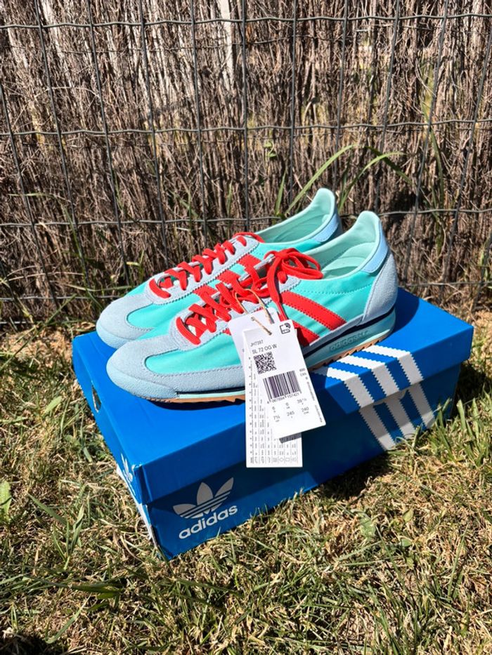 Baskets Basses adidas SL 72 -Bleu turquoise Rouge Magma - Taille 39 1/3 - photo numéro 8