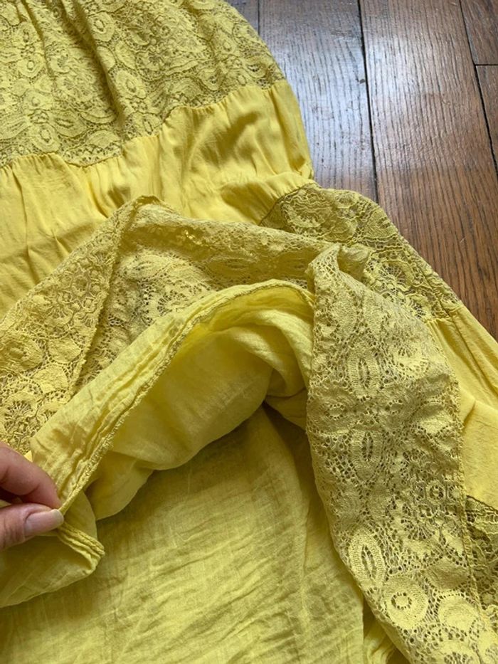 Robe jaune fluide dentelle taille s 36 - photo numéro 5