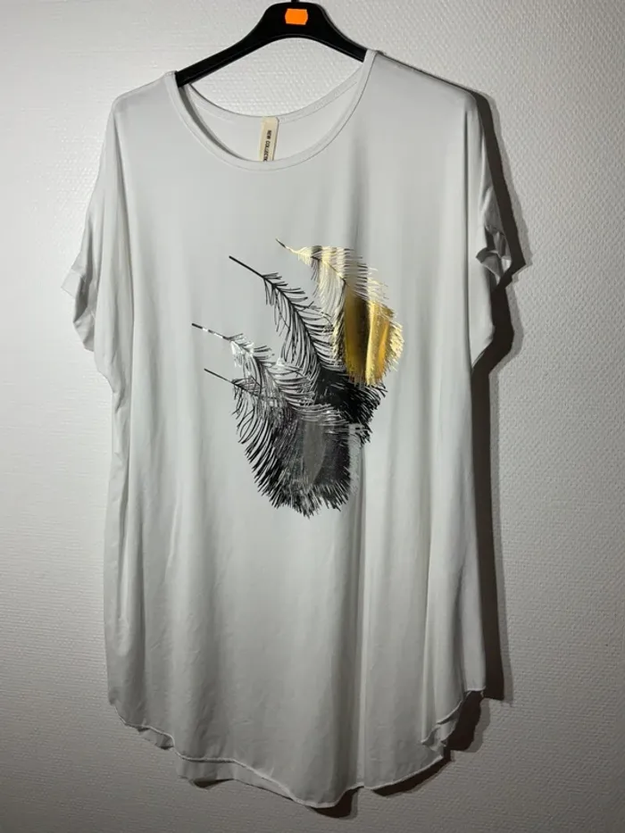 Tunique « plumes » femme taille unique(38-46)- rzfashion - neuf avec étiquette