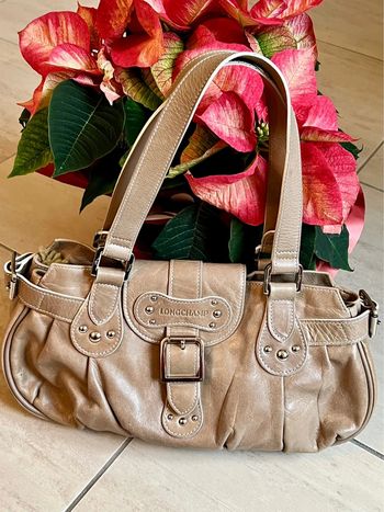 Sac Longchamp cuir beige
