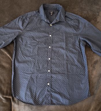 👔 Chemise Manches Longues Bleu Marine à Pois - XXL/Taille 45-46 / Kiabi