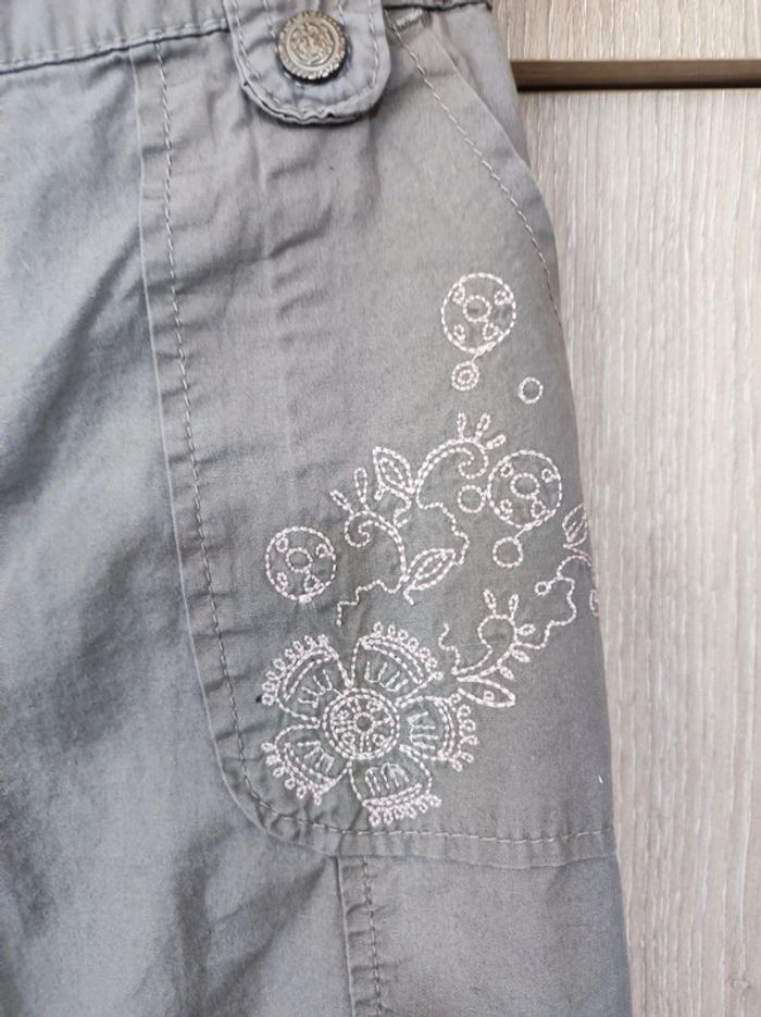 Pantalon toile cargo gris brodé 5 ans - photo numéro 2