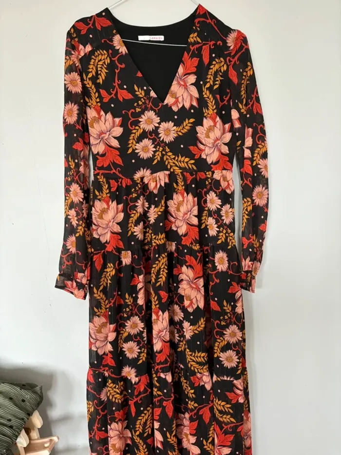 Robe longue automnale camaïeu - taille 36 - photo numéro 2