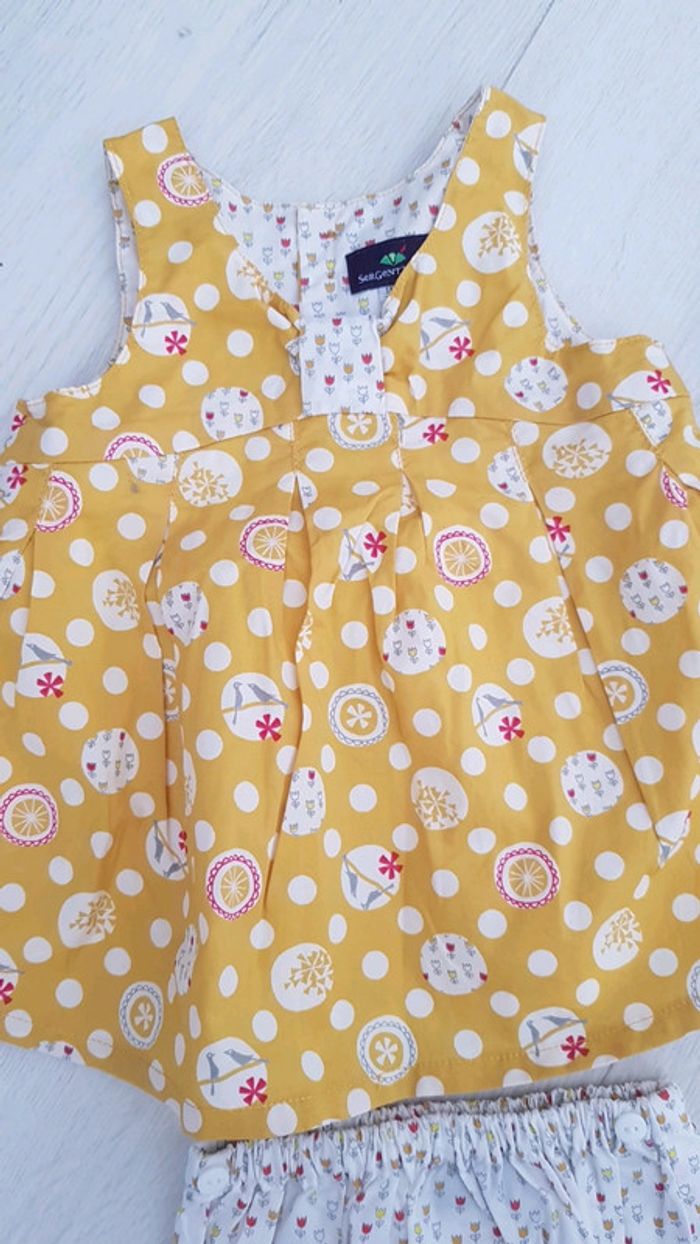 Ensemble robe et bloomer été fille 1mois sergent major neuf - photo numéro 2