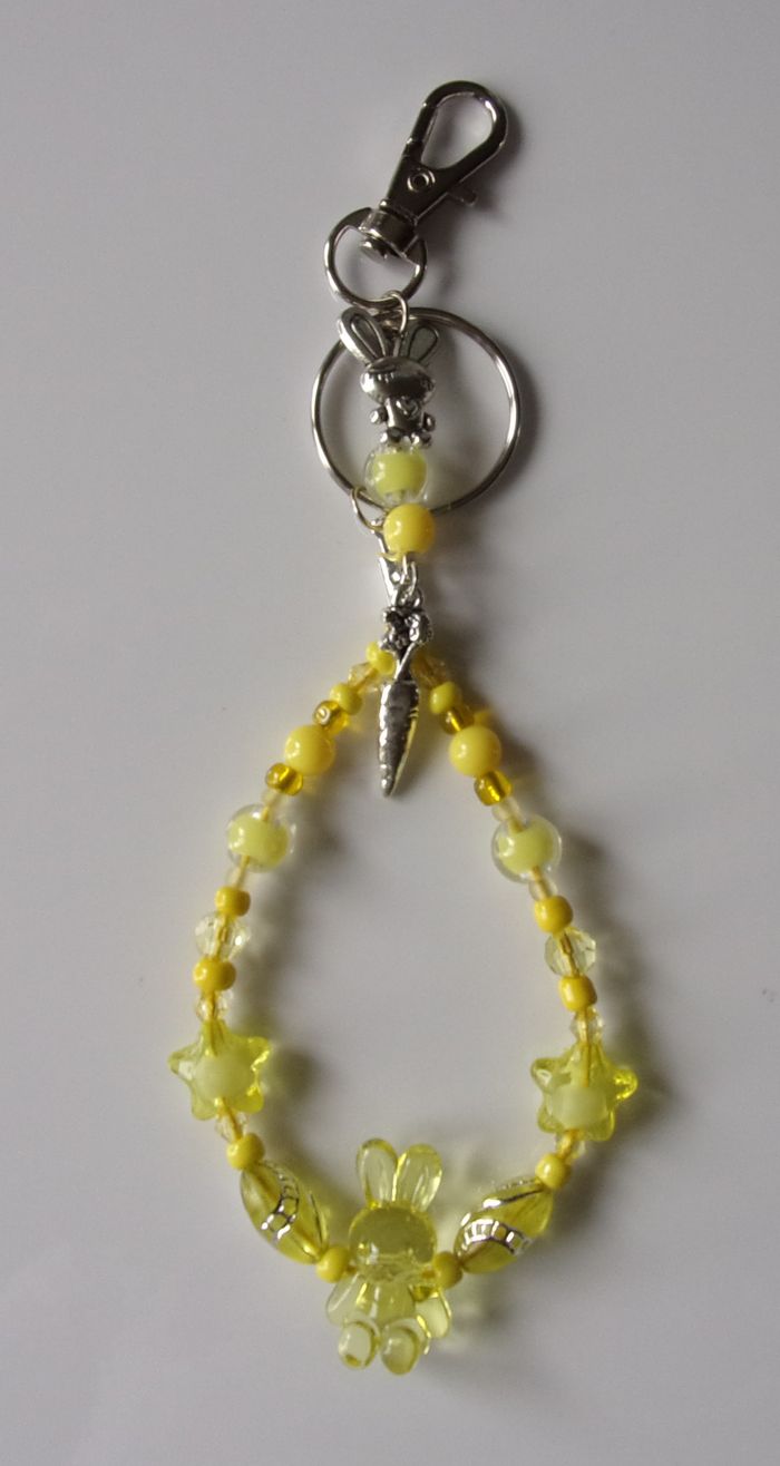 Porte clé ou Déco de sac à main lapin Jaune