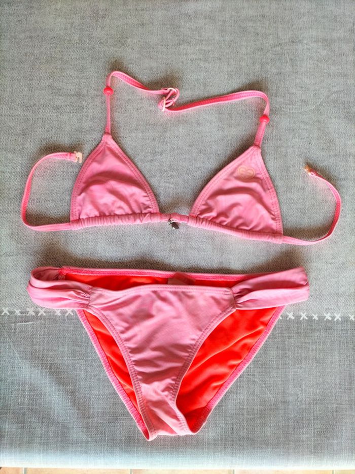 Maillot de bain 2 pièces rose 10 ans