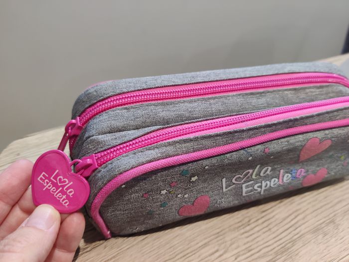 Trousse école crayon Lola Espeleta rose et grise - photo numéro 2