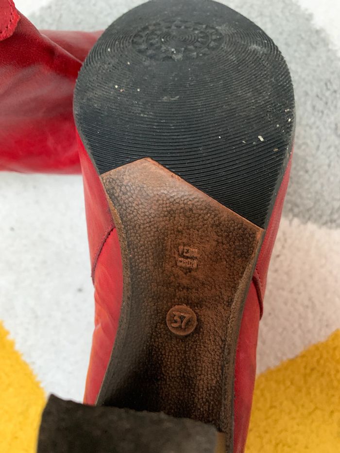 Bottines à talons en cuir Paprika Taille 37 - photo numéro 4