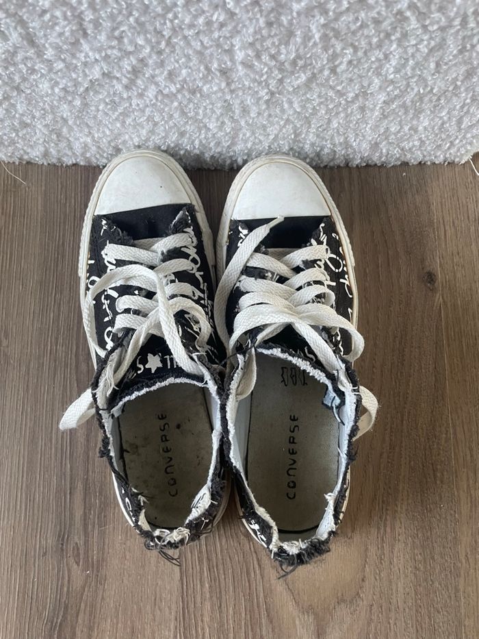 Converse All Star Black OX Cursive Sketched vintage - photo numéro 4