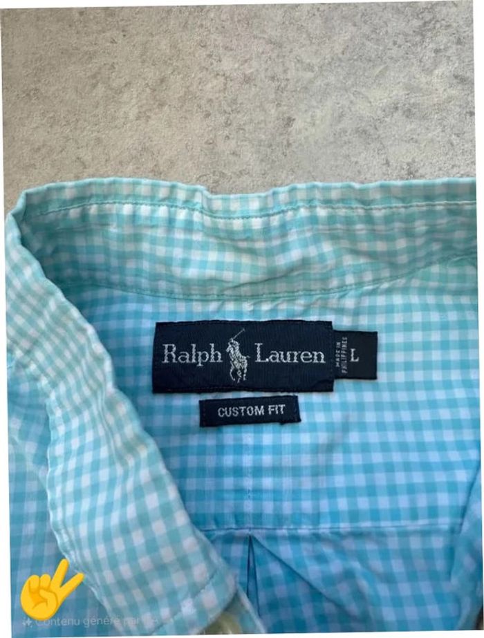 Chemise Ralph Lauren manche longue Taille L bleu vert Homme Men CHE10 - photo numéro 3