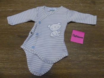 Body rayé bleu nounours naissance mixte