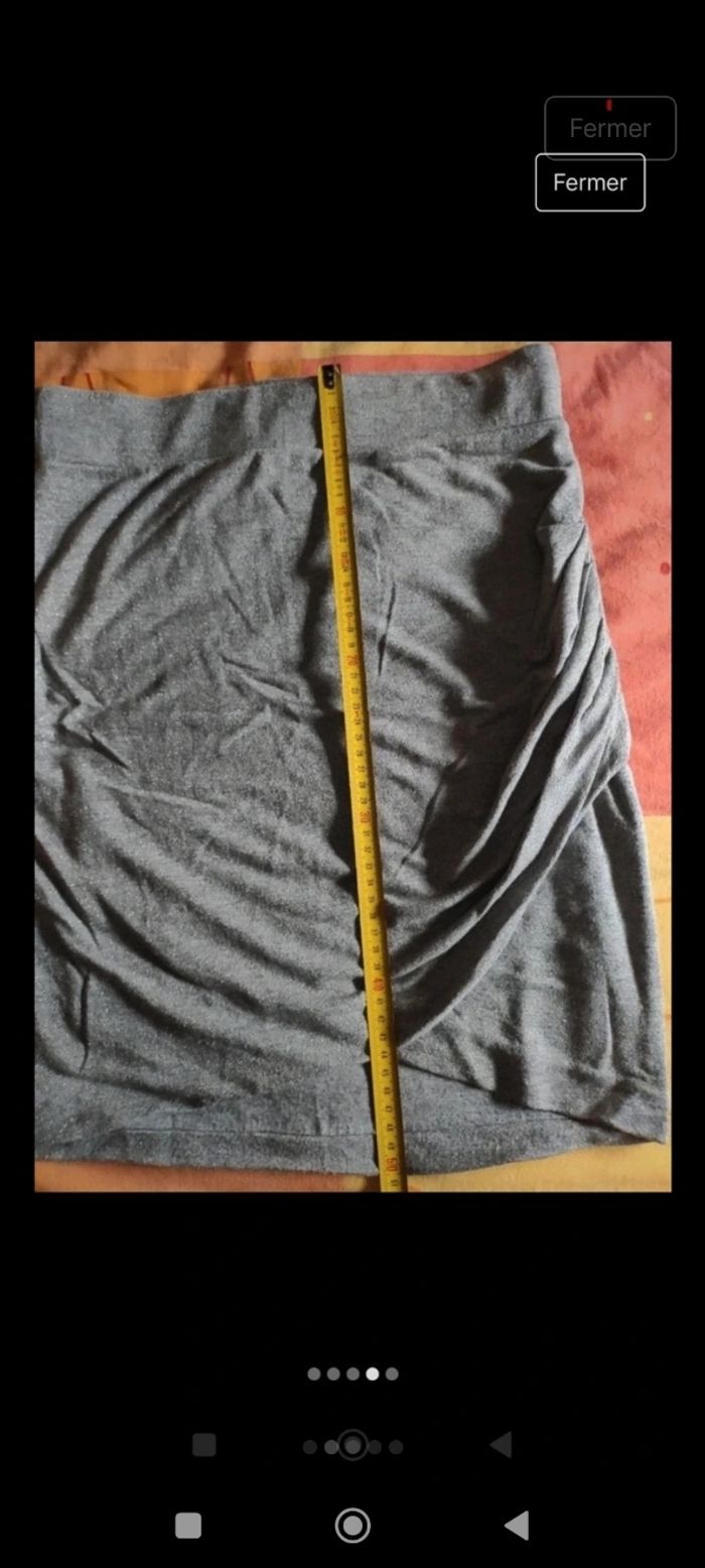 Jupe gris argentée taille élastique Camaïeu - photo numéro 2