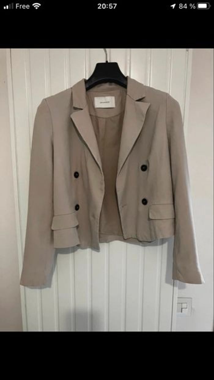 Veste blazer courte beige Promod