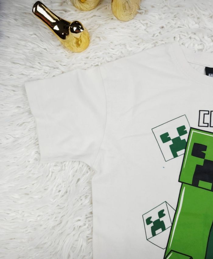 T-shirt manches courtes blanc et multicolore Garçon taille 10 ans marque Minecraft 🎸 - photo numéro 4