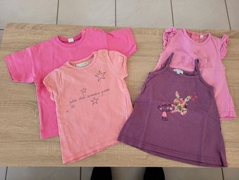 Lot de 4 tee-shirts fille en 12 mois