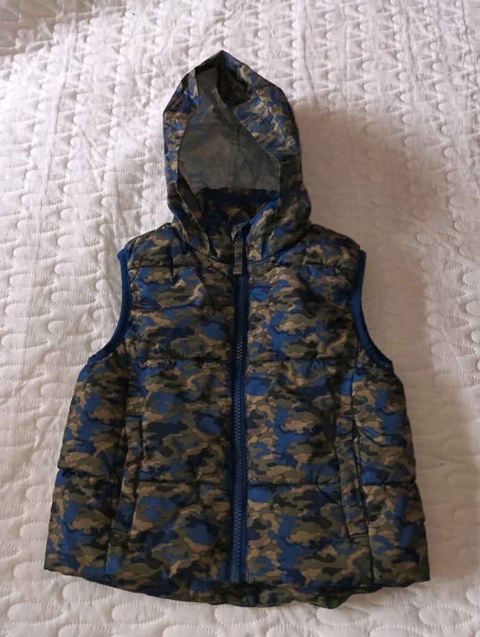 Veste manteau imperméable sans manches camouflage taille 3/4 ans marque Tex en excellent état - photo numéro 2