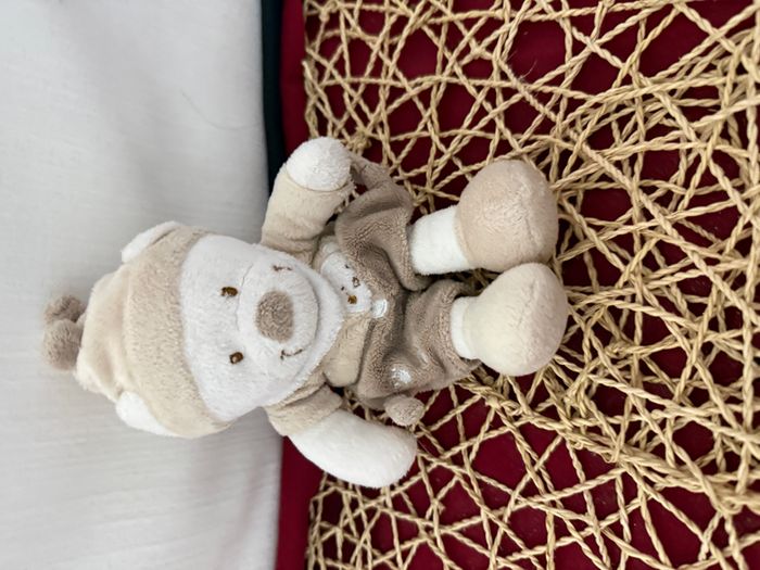 Doudou ours marron beige empreintes NICOTOY