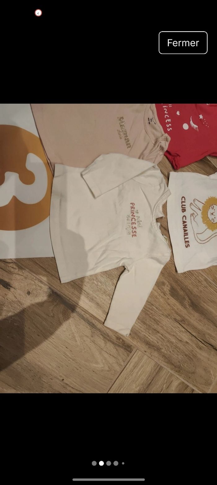 Lot 4 t-shirts manches longues maman papa princesse lion paillettes - photo numéro 2